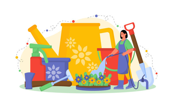 Woman with garden tools vector