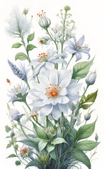 Fleur abstraite délicate Motif de couleurs vives et mignonnes, fleurs simples et neutres sur fond blanc Modèle sans couture d'aquarelle florale élégante, délicate et neutre pour le tissu.