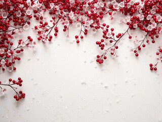 Festive floral pattern on a white table captures the essence of Christmas