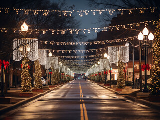 Charlotte, North Carolina aglow with holiday cheer from dazzling Christmas lights - obrazy, fototapety, plakaty