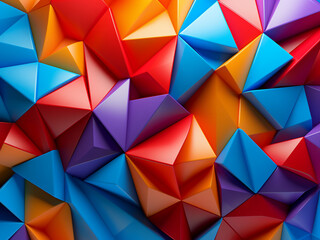Web design features a colorful geometric background for a vibrant appeal