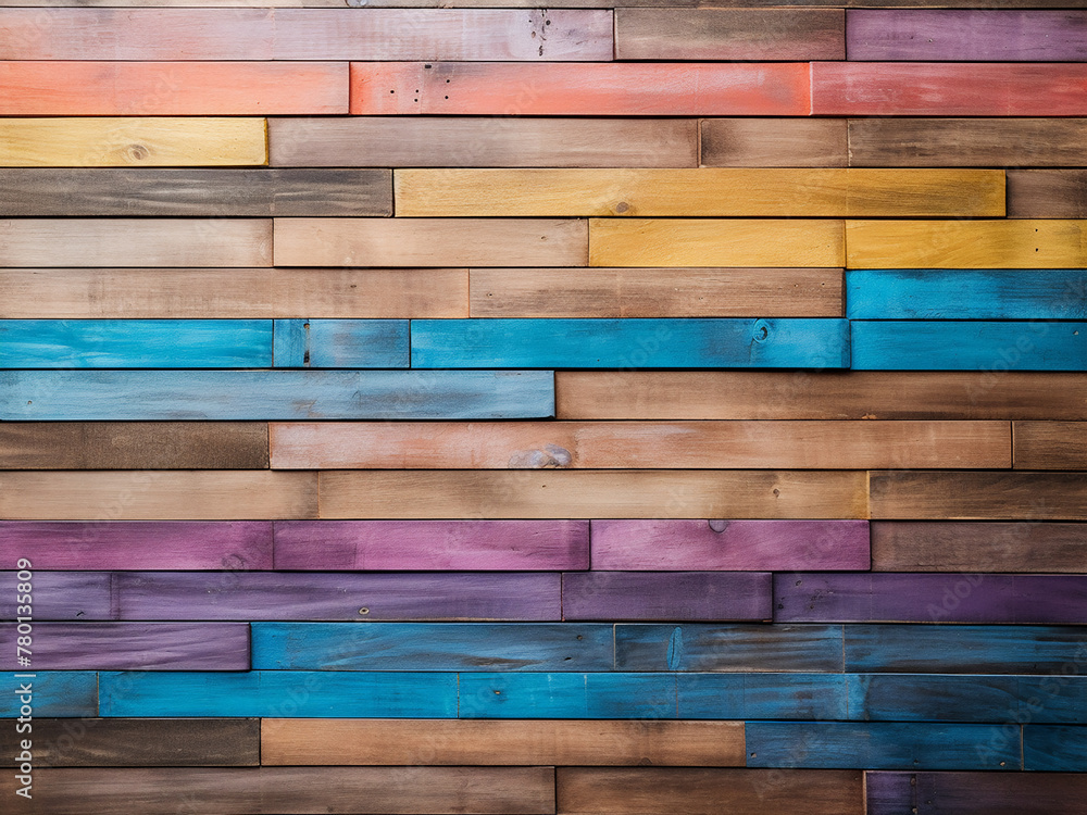 Poster colorful wooden wall serves as a dynamic backdrop in an abstract setting