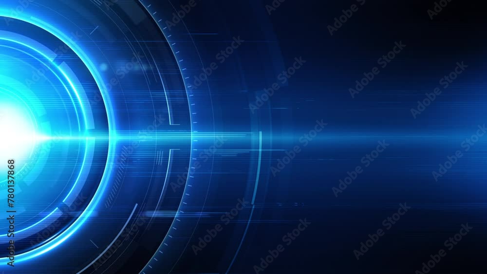 Poster technology background. abstract circle hud animation and bright lights in a cyberspace. futuristic t