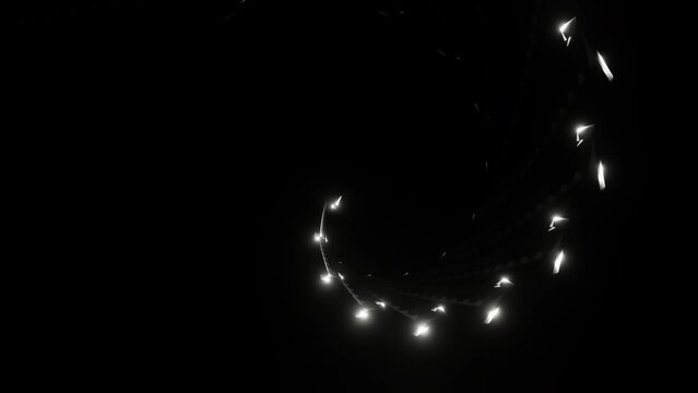 White abstract fan spirally rotates VJ loop overlay 3d render. Shimmering glare background for music festival, disco, night club, kaleidoscope, geometry, mandala