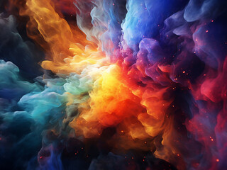 Ethereal abstraction mesmerizes with its whirlwind of cosmic colors, a journey unfolds - obrazy, fototapety, plakaty