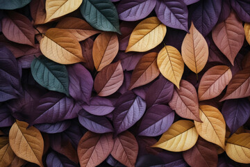 Colorful Autumn Leaves Background Creating a Textured Fall Tapestry - obrazy, fototapety, plakaty