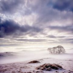 snow clouds, winter weather, landscape, inspired by Scotland