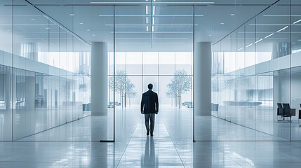 Businessman Contemplating by the Window, Overlooking the City, Symbolizing Leadership, Vision, and the Solitude of Decision-Making