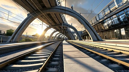 Contemporary Design: Modern Railway Station with Sleek Platforms - Powered by Adobe