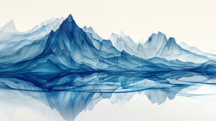 Abstract blue mountain range with reflection