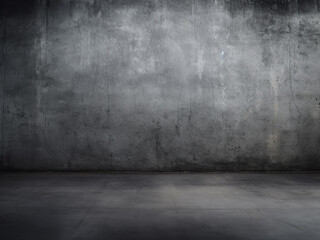 Dark concrete wall and wet floor create grungy background texture - obrazy, fototapety, plakaty