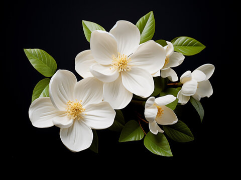 Artificial jasmine flower photographed on white backdrop