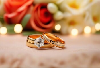 Exquisite Wedding Ring and Floral Harmony in High-Resolution Elegance