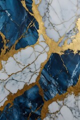 Luxurious blue-white marble background with fine lines of gold dust