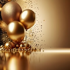 Luxury birthday golden background with copy space