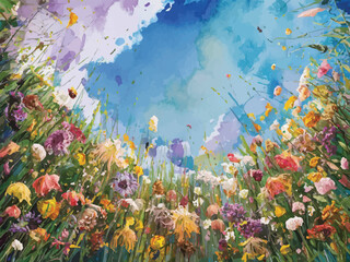 Obraz na płótnie Canvas Floral Watercolor Vectors Embellishing the Background Art