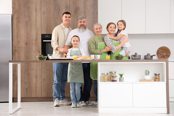 Portrait of big family in kitchen