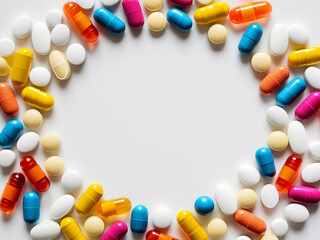 Multicolored pills, a defense against the flu epidemic - obrazy, fototapety, plakaty