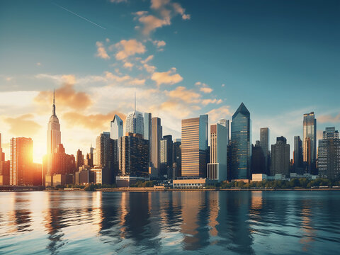 Vibrant city life depicted through a toned filter, showcasing the essence of New York in 3D