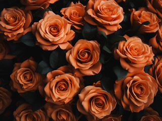 Monochromatic setting accentuates the beauty of arranged orange roses