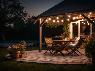 Outdoor home lighting setup with ample space for textual additions - obrazy, fototapety, plakaty
