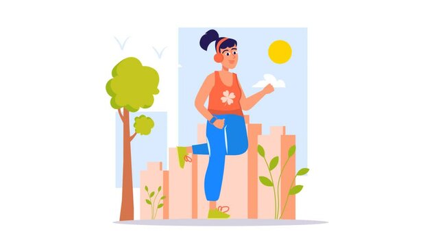 illustration of jogging in the morning 2D animation