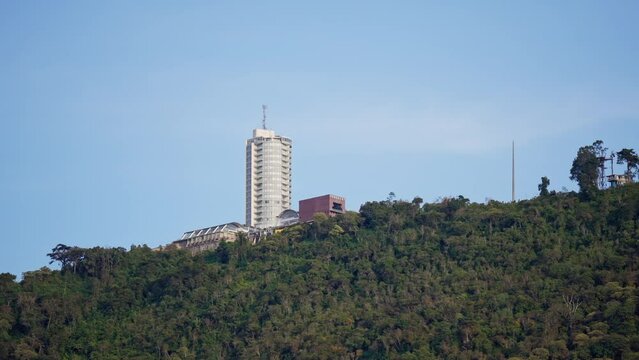 Panning view of Humboldt Hotel and the Avila National Park at Galipan. Caracas, Venezuela