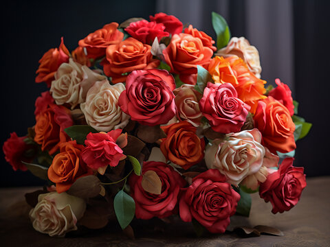 Background adorned with a retro bouquet of roses