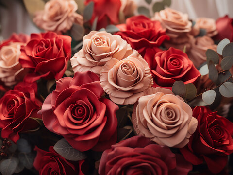 Vintage-style backdrop enhanced by a bouquet of retro roses