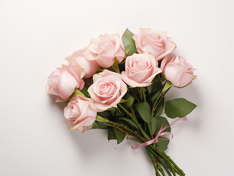 Space for your message awaits alongside a rustic bouquet of light pink roses