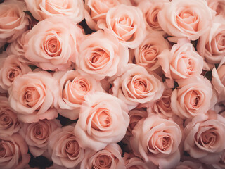 Roses in gentle hues create a vintage-style background