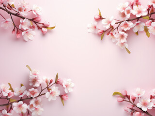 Spring-themed frame features blooming cherry tree branches