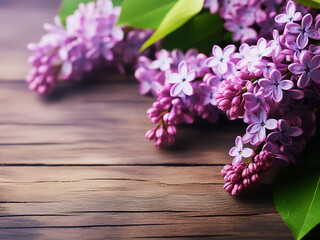 Wooden backdrop accentuates the beauty of lilac blooms