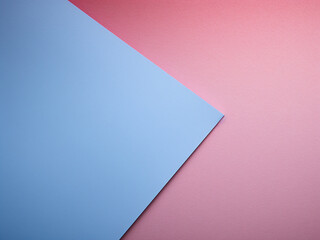 Top view captures blue and pink paper sheets - obrazy, fototapety, plakaty