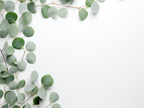 Eucalyptus-themed design presented in a top-down mockup on white