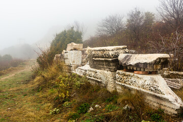 Remains of antique architectural elements at Sagalassos city, Turkey, Burdur Province