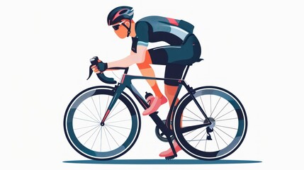 illustration of a person riding professional bicycle on white background