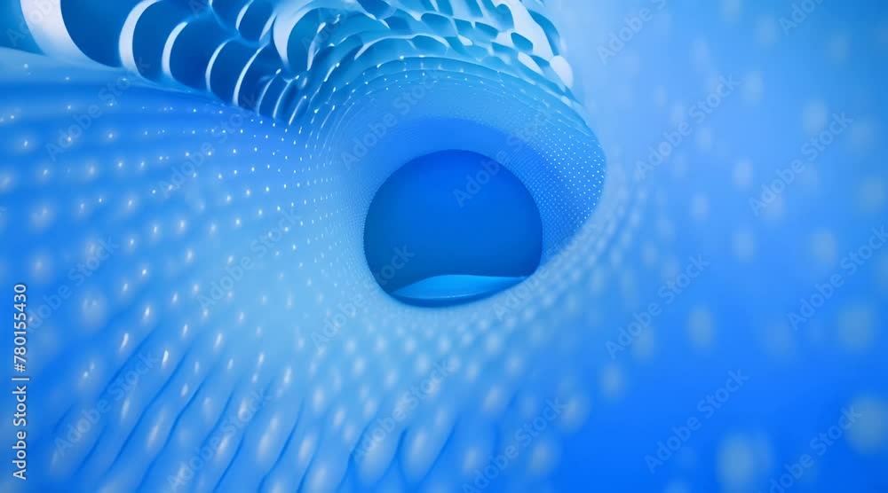 Fototapete abstract 3d portal circle tunnel or wormhole digital background with connected blue dots and lines 3