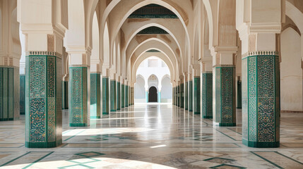 Discovering the Arcade of Casablanca's Hassan II Mosque - obrazy, fototapety, plakaty