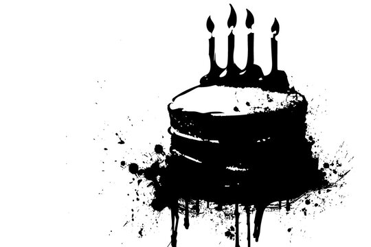 recommend clip art: Black silhouette of a birthday cake on a white background.