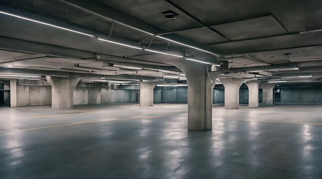 Empty parking garage in modern apartment mall or basement