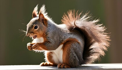 A-Squirrel-With-Its-Fur-Ruffled-By-The-Wind- 2 - obrazy, fototapety, plakaty