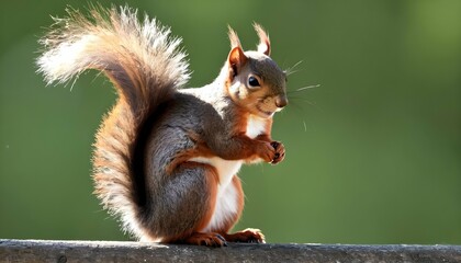 Naklejka na ściany i meble A-Squirrel-With-Its-Tail-Fluffed-Up-
