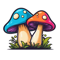 colored magic mushrooms, suitable for t-shirt designs