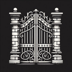 Time Honored Gateway Vector Logo of Antique Metal Gate Vintage Passage Emblematic Icon of Metal Gate Design