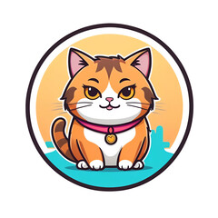 cute cat animal illustration, logo animal