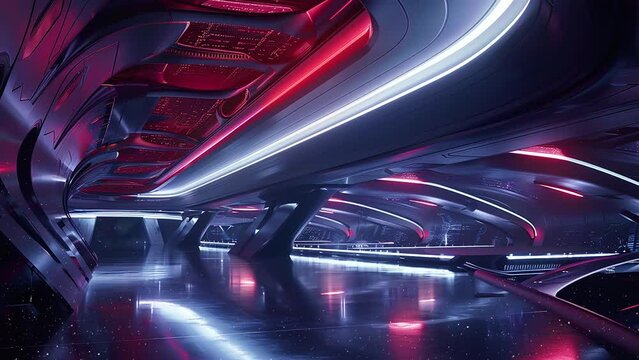 galactic cruiser ballroom within a futuristic technology. seamless looping overlay 4k virtual video animation background