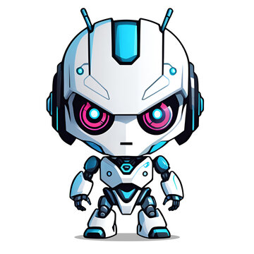 Robot chatbot AI bot cartoon logo badge design symbol cartoon flat style illustration