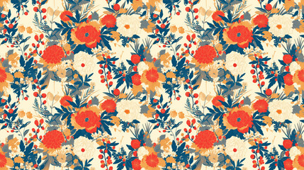 Winter florals, bright blooms against the snow, seamless contrast,