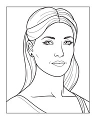 A cute women vector illustration, girls coloring pages, beautiful lady black and white vector, girls line art 